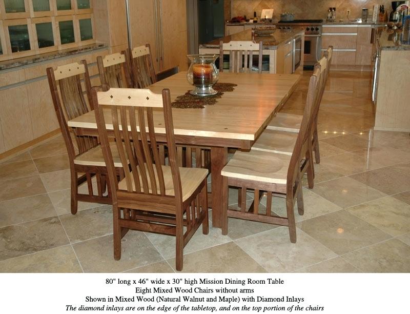 amish furniture harmony mn long wide x high mission dining room mixed wood chairs without arms shown in mixed wood natural walnut and maple with elegant diamond dennis amish furniture harmony mn